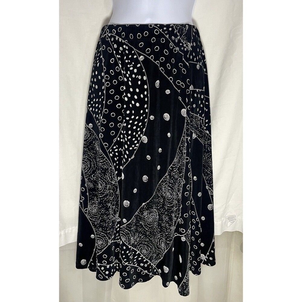 Stunning Geometric Abstract Print Midi Skirt - Black & White
